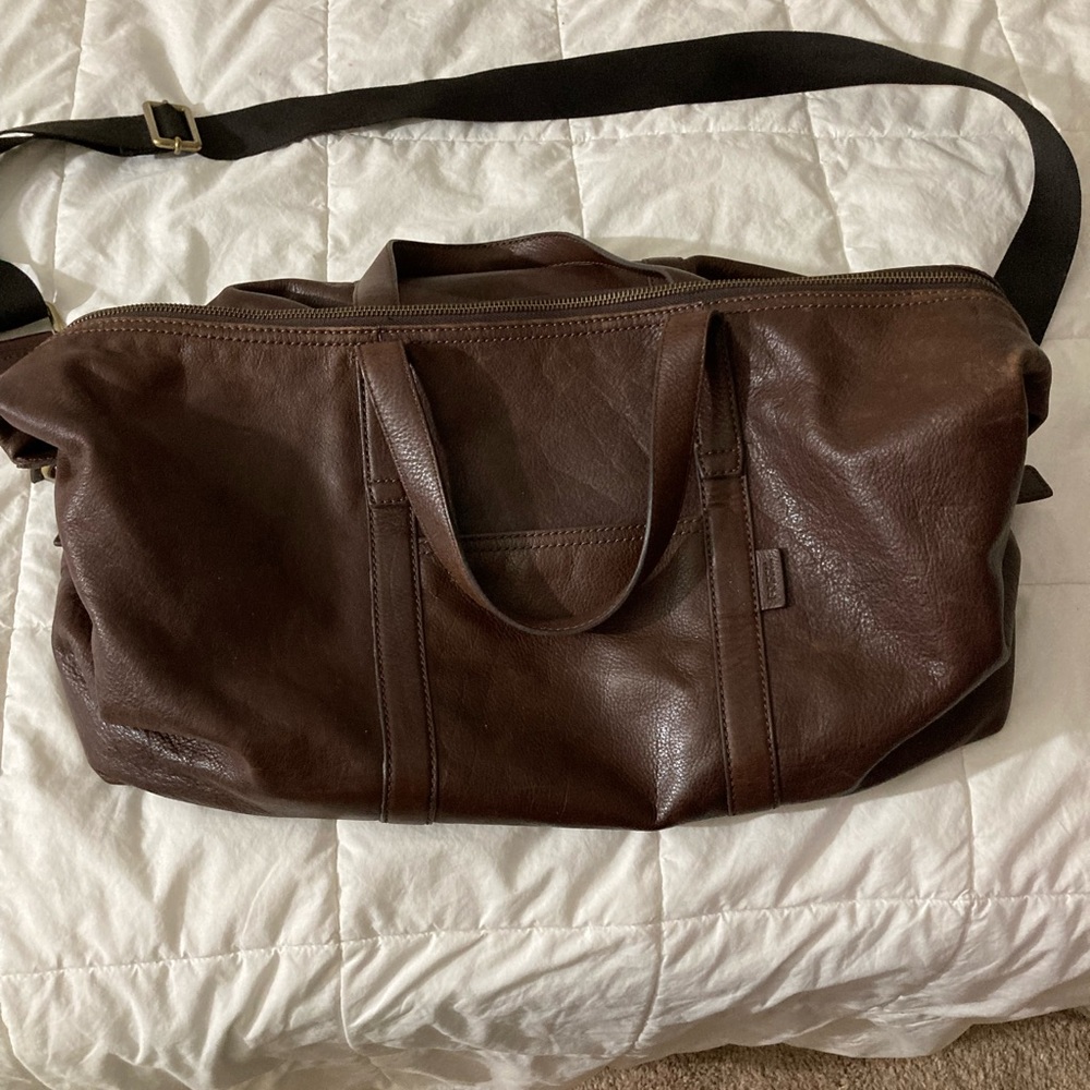 Vintage Leather Fossil Duffle Bag Gem